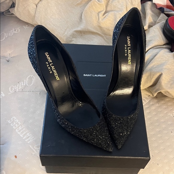 Saint Laurent Sparkling Black Heels - Picture 1 of 2